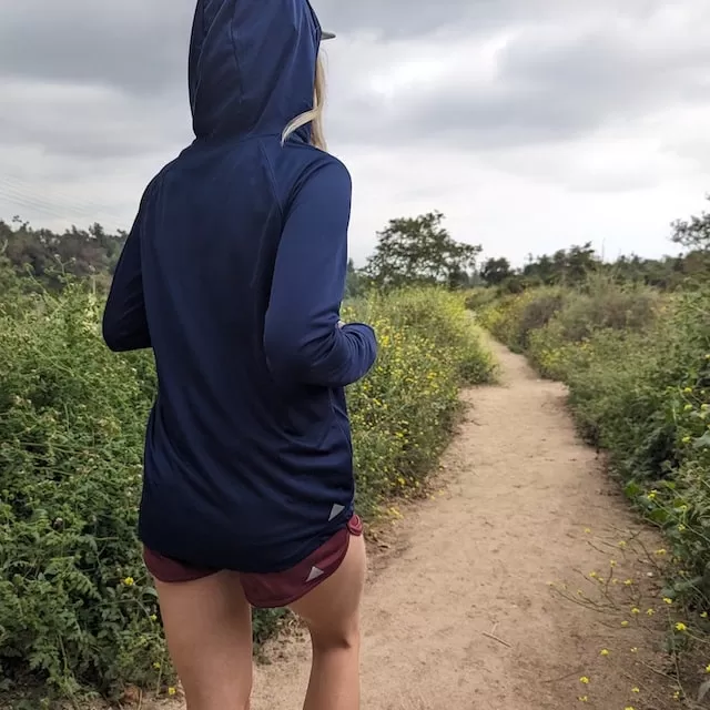 Runyon Unisex Navy Blue Sun Hoodie Shirt Long Sleeve Thumbholes Sun Protection Quick Dry American Made In USA