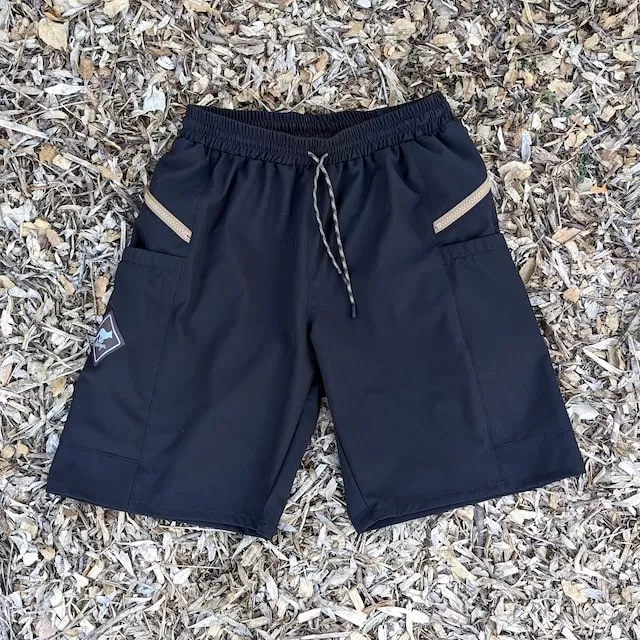 Runyon 9" TrailStash Gravel Cycling Short also great for Trail Running, Hiking, Fitness Outdoors Black American Made In USA