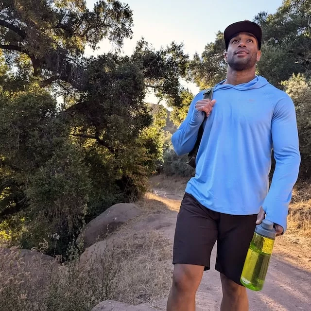 Runyon Men's Light Baby Blue Sun Hoodie Shirt Long Sleeve Thumbholes Sun Protection Quick Dry American Made In USA Runyon Men's Light Baby Blue Sun Hoodie Shirt Long Sleeve Thumbholes Sun Protection Quick Dry American Made In USA