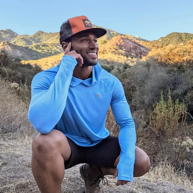 Runyon Men's Light Baby Blue Sun Hoodie Shirt Long Sleeve Thumbholes Sun Protection Quick Dry American Made In USA Runyon Men's Light Baby Blue Sun Hoodie Shirt Long Sleeve Thumbholes Sun Protection Quick Dry American Made In USA