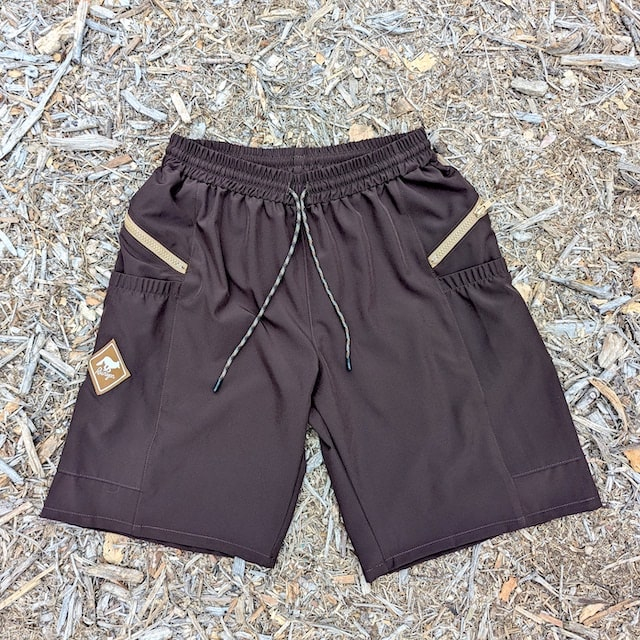 Runyon 9" TrailStash Gravel Cycling Short great for Trail Running, Hiking, Fitness Outdoors Brown