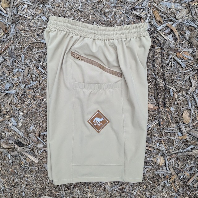 Runyon 9" TrailStash Gravel Cycling Short great for Trail Running, Hiking, Fitness Outdoors Khaki/Sand