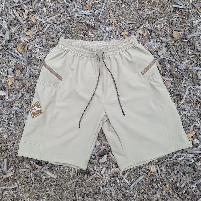 Runyon 9" TrailStash Gravel Short great for Trail Running, Hiking, Fitness Outdoors Khaki/Sand