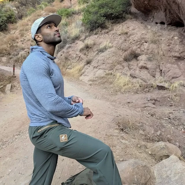 Runyon Men's Heather Grey Pocketed Sun Hoodie Shirt Long Sleeve Thumbholes Sun Protection Quick Dry American Made In USA
