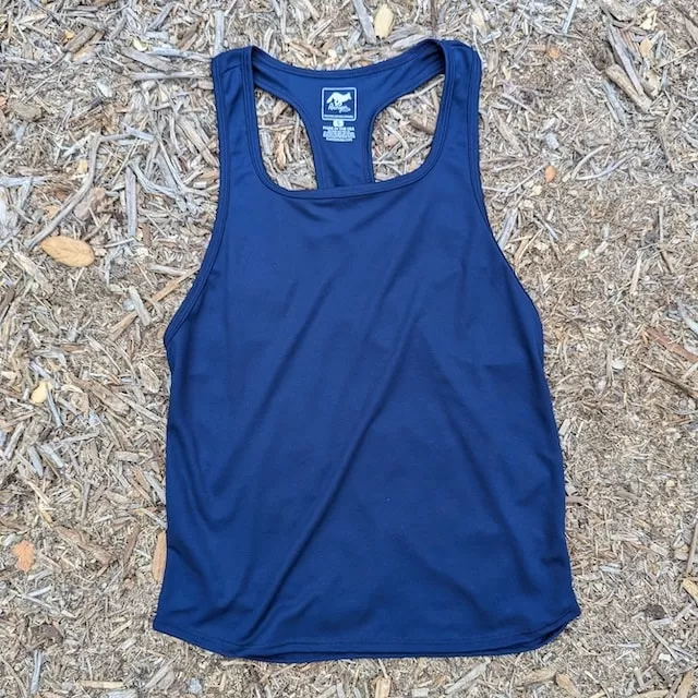 Runyon Navy Blue Razor Strap Pump Tank - Gym Stringer Racerback Workout Tank Top American Made In USA