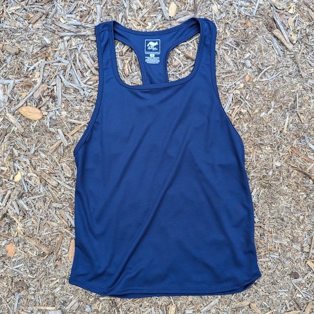 Runyon Navy Blue Razor Strap Pump Tank - Gym Stringer Racerback Workout Tank Top American Made In USA