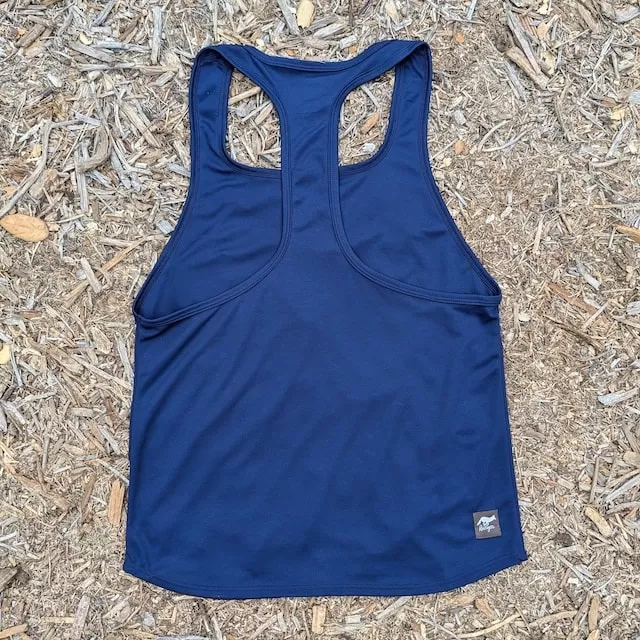 Runyon Navy Blue Razor Strap Pump Tank - Gym Stringer Racerback Workout Tank Top American Made In USA