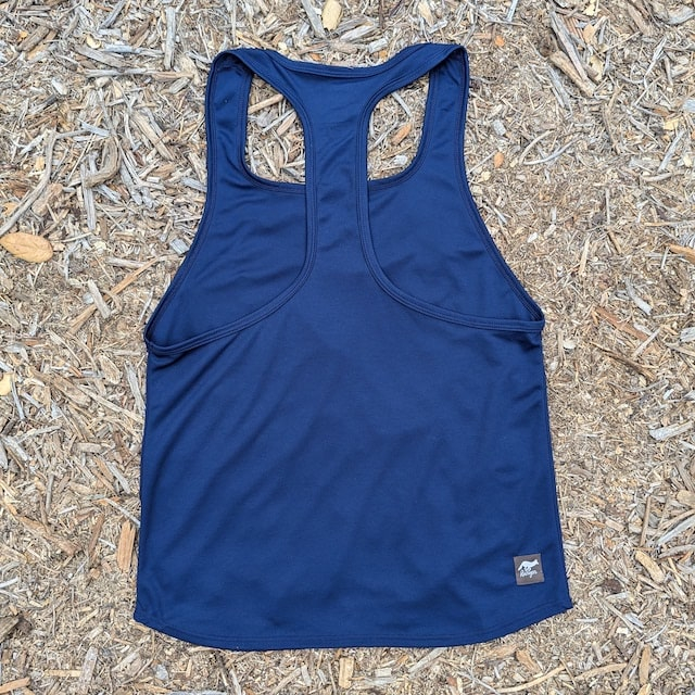 Runyon Navy Blue Razor Strap Pump Tank - Gym Stringer Racerback Workout Tank Top American Made In USA