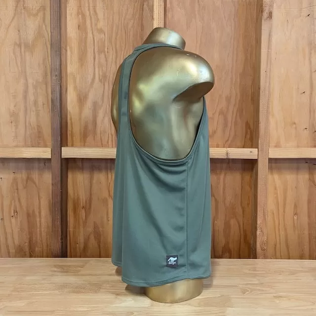 Runyon Olive Army Green Razor Strap Pump Tank - Gym Stringer Racerback Workout Tank Top American Made In USA