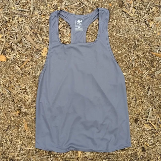 Runyon Steel Grey Razor Strap Pump Tank - Gym Stringer Racerback Workout Tank Top American Made In USA