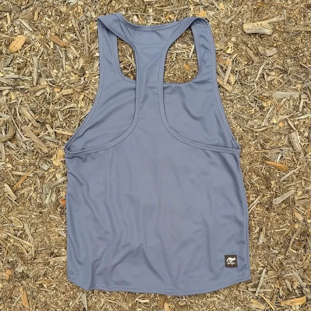 Runyon Steel Grey Razor Strap Pump Tank - Gym Stringer Racerback Workout Tank Top American Made In USA