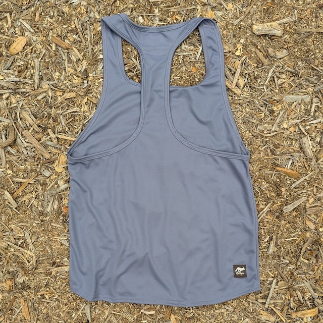 Runyon Steel Grey Razor Strap Pump Tank - Gym Stringer Racerback Workout Tank Top American Made In USA
