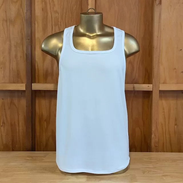Runyon White Razor Strap Pump Tank - Gym Stringer Racerback Workout Tank Top American Made In USA