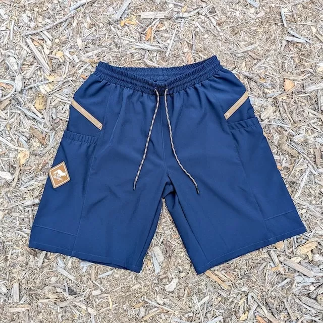 Runyon 9" TrailStash Gravel Cycling Short great for Trail Running, Hiking, Fitness Outdoors Navy Blue