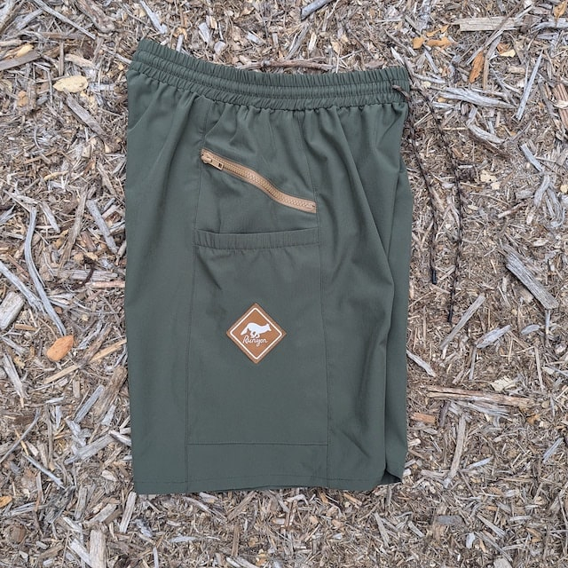Runyon 9" TrailStash Gravel Cycling Short great for Trail Running, Hiking, Fitness Outdoors Olive Green