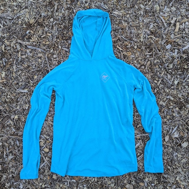 Runyon Men's Turquoise Aqua Trail Hoodie Shirt Long Sleeve Thumbholes Quick Dry American Made In USA
