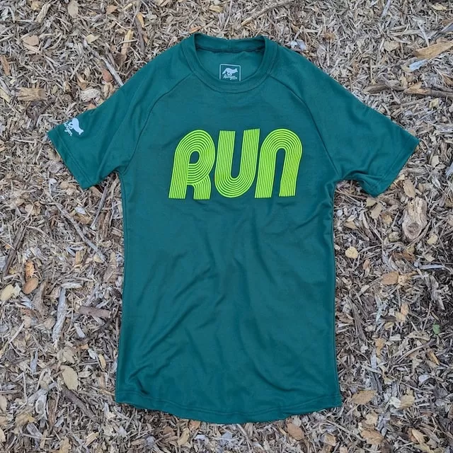 American Made In USA Womens Running Clothing Forest Green Neon Yellow Running Shirt Performance Sportswear Runyon Canyon Apparel