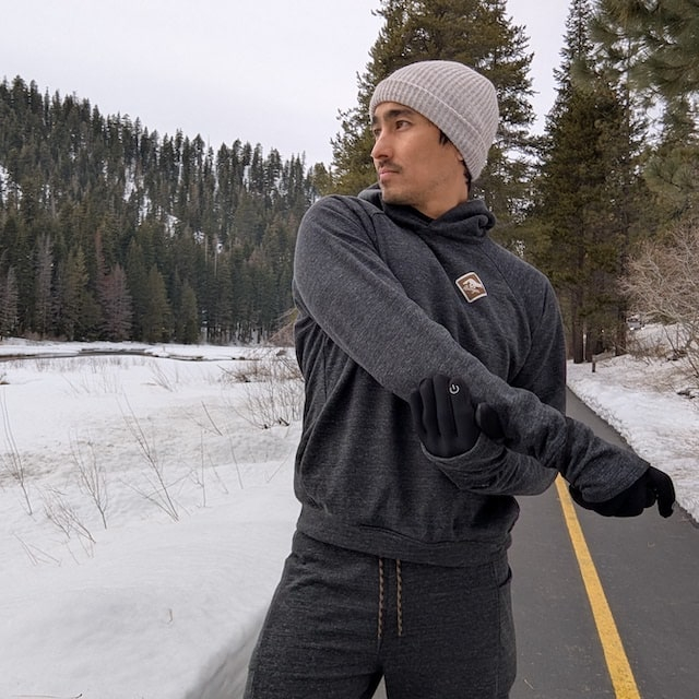 Runyon French Terry Cotton Dark Heather Grey Charcoal Pullover Hoodie Sweatshirt - Hidden Pockets, Thumbholes & Watch Windows - American Made In USA