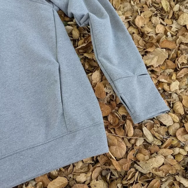 Runyon French Terry Cotton Heather Grey Pullover Hoodie Sweatshirt - Hidden Pockets, Thumbholes & Watch Windows - American Made In USA