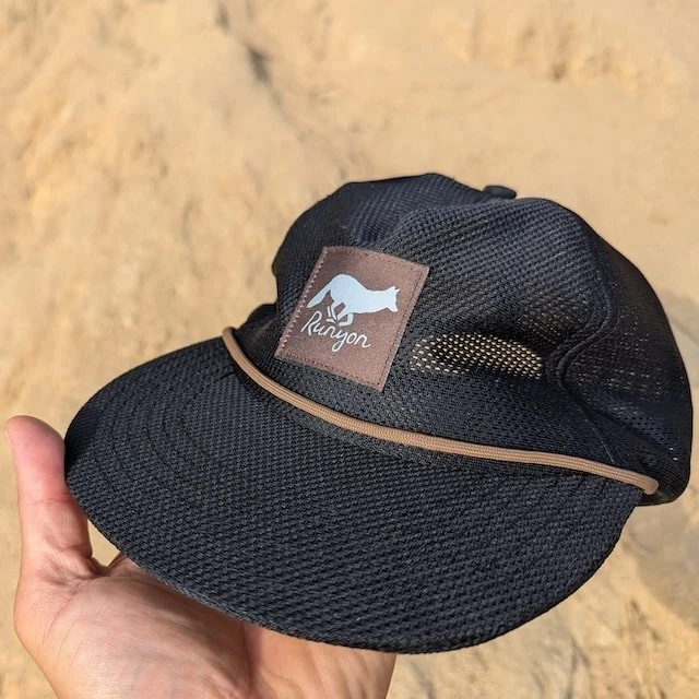 Runyon Black Pine Reflective Mesh Trail Cap for Running, Hiking, Working Out, Fitness, Outdoors. American Made In USA.