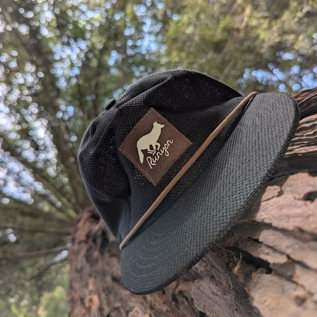 Runyon Black Pine Reflective Mesh Trail Cap for Running, Hiking, Working Out, Fitness, Outdoors. American Made In USA.