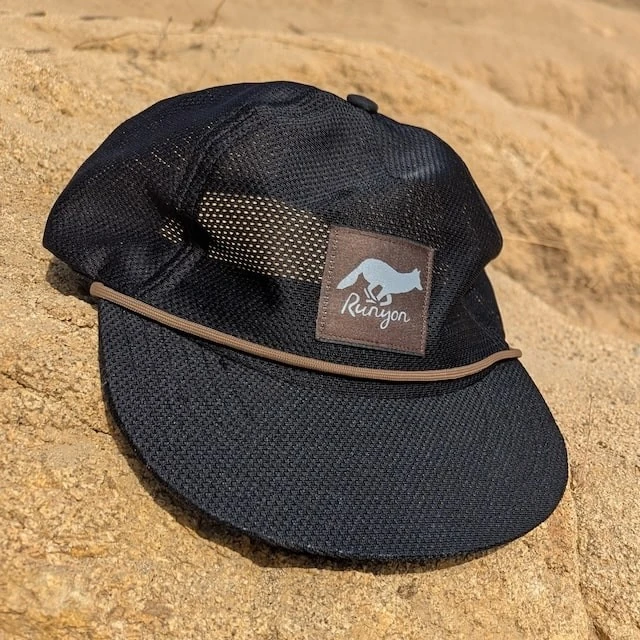 Runyon Black Pine Reflective Mesh Trail Cap for Running, Hiking, Working Out, Fitness, Outdoors. American Made In USA.