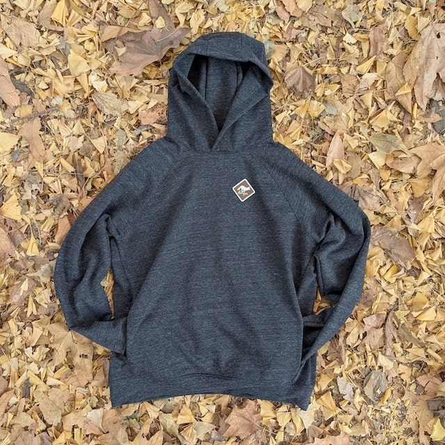 Runyon French Terry Cotton Dark Heather Grey Charcoal Pullover Hoodie Sweatshirt - Hidden Pockets, Thumbholes & Watch Windows - American Made In USA