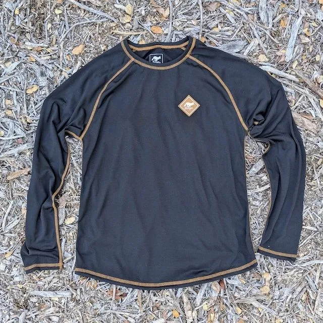 Runyon Mens Long Sleeve Camp Shirt Hiking Running Black Copper American Made In USA Runyon Mens Long Sleeve Camp Shirt Hiking Running Black Copper American Made In USA