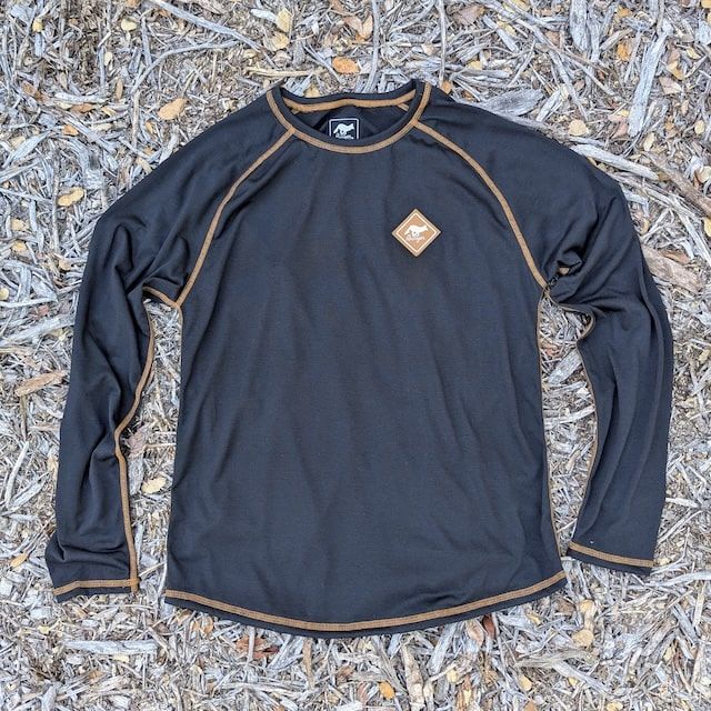 Runyon Mens Long Sleeve Camp Shirt Hiking Running Black Copper American Made In USA