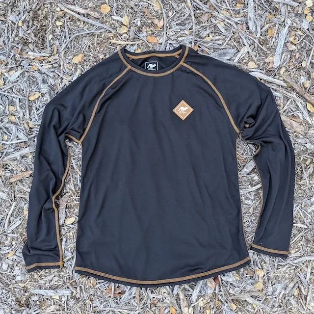 Runyon Mens Long Sleeve Camp Shirt Hiking Running Black Copper American Made In USA Runyon Mens Long Sleeve Camp Shirt Hiking Running Black Copper American Made In USA