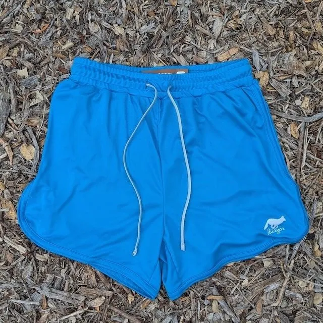 Runyon Bright Cyan Blue Running Short - Retro Ranger 4" Inch Workout Short American Made In USA