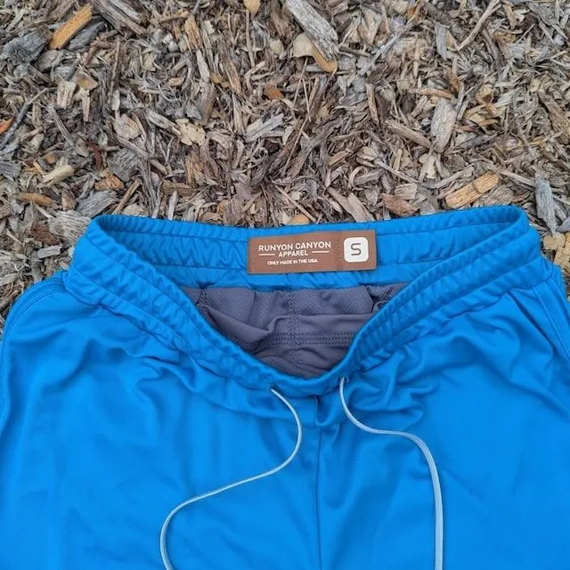 Runyon Bright Cyan Blue Running Short - Retro Ranger 4" Inch Workout Short American Made In USA