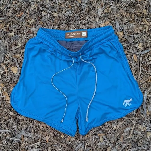 Runyon Bright Cyan Blue Running Short - Retro Ranger 4" Inch Workout Short American Made In USA