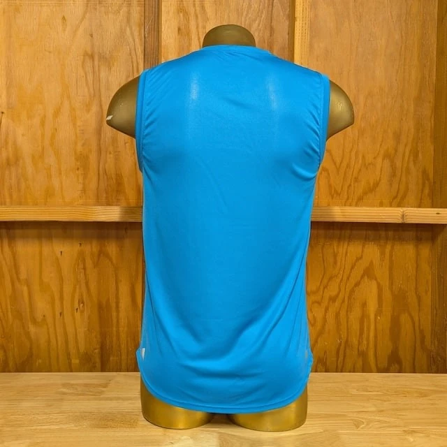 Runyon Men's Amazing Cyan Blue Sleeveless Muscle Tee Performance Workout Tank Top American Made In USA