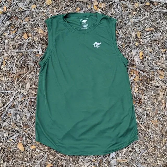 Runyon Men's Forest Green Muscle Tee Performance Workout Tank Top American Made In USA