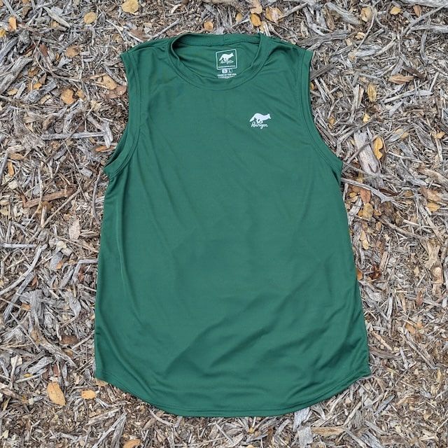 Runyon Men's Forest Green Muscle Tee Performance Workout Tank Top American Made In USA