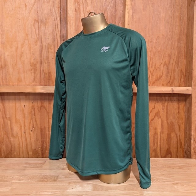 Runyon Men's Forest Green Long Sleeve Performance Shirt Made In USA - Running, Hiking, Gym, Fitness, Workout