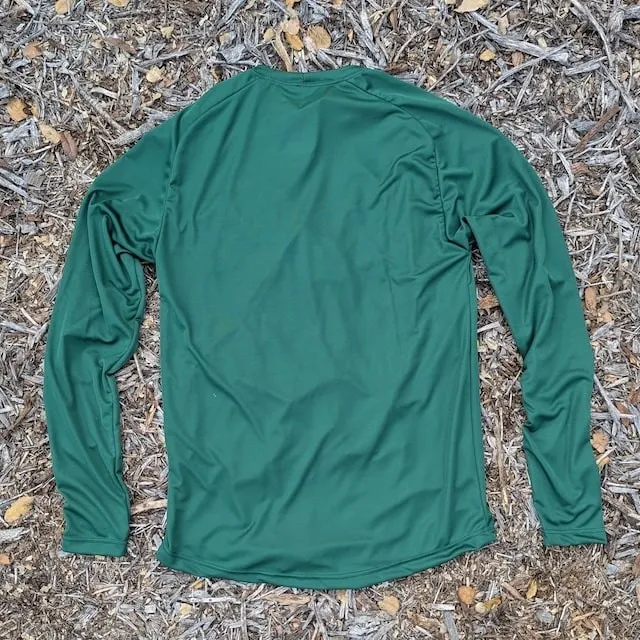 Runyon Men's Forest Green Long Sleeve Performance Shirt Made In USA - Running, Hiking, Gym, Fitness, Workout