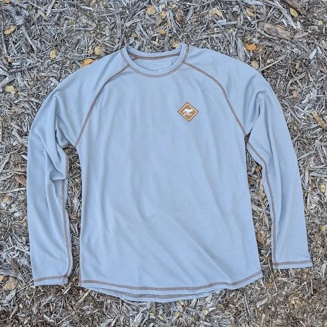 Runyon Mens Long Sleeve Camp Shirt Hiking Running Steel Medium Grey American Made In USA