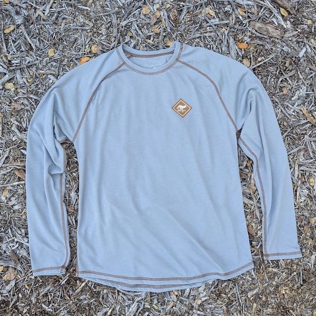 Runyon Mens Long Sleeve Camp Shirt Hiking Running Steel Medium Grey American Made In USA
