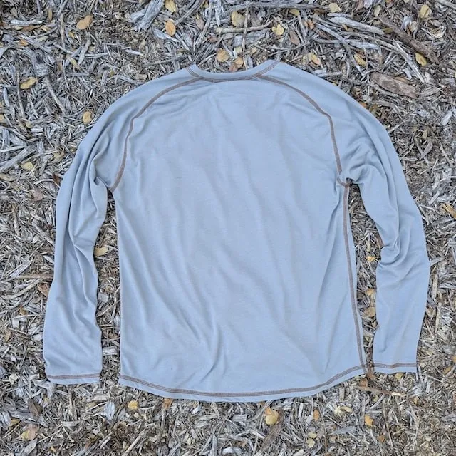 Runyon Mens Long Sleeve Camp Shirt Hiking Running Steel Medium Grey American Made In USA