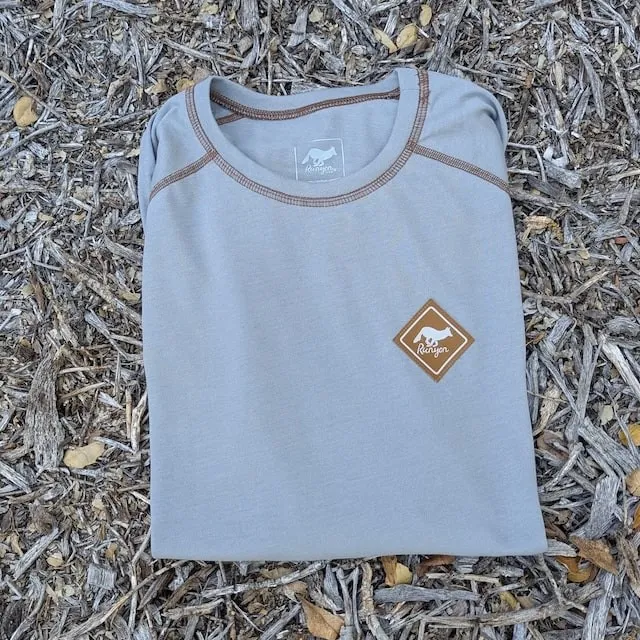 Runyon Mens Long Sleeve Camp Shirt Hiking Running Steel Medium Grey American Made In USA