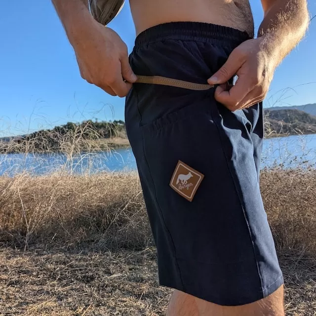 Runyon 9" TrailStash Gravel Cycling Short great for Trail Running, Hiking, Fitness Outdoors Navy Blue