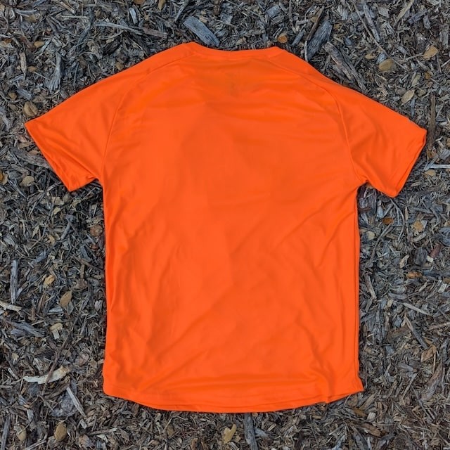 Men's Neon Orange Fluorescent Hot Running Shirt Moisture Wicking American Made In USA