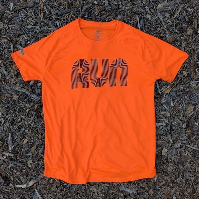 Men's Neon Orange Fluorescent Hot Running Shirt Moisture Wicking American Made In USA