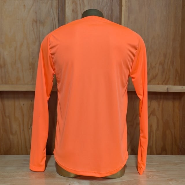 Runyon Mens Neon Orange Long Sleeve Performance Shirt - Made In USA, Running Hiking Workout Gym