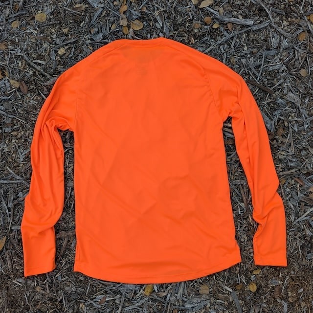 Runyon Mens Neon Orange Long Sleeve Performance Shirt - Made In USA, Running Hiking Workout Gym