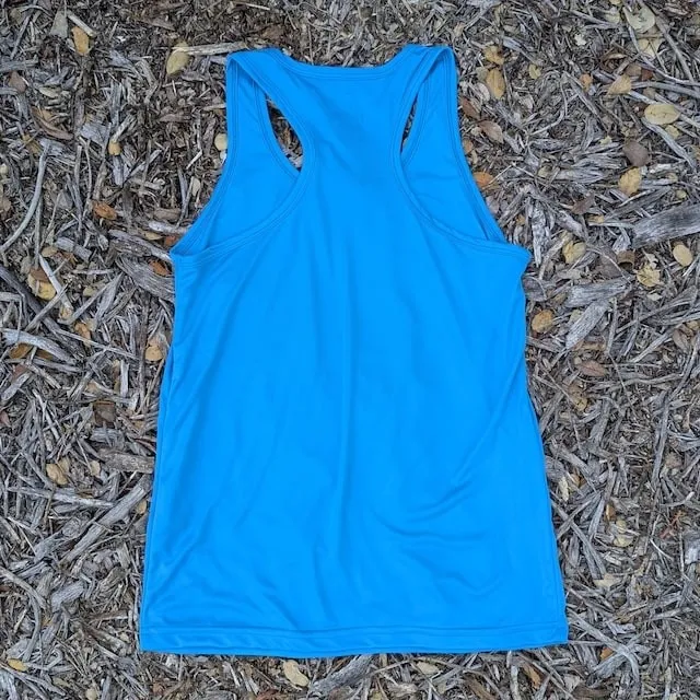 Runyon Men's Cyan Safety Blue Racerback Fitness Tank Top - Running, Workout, Gym Singlet - Made In The USA