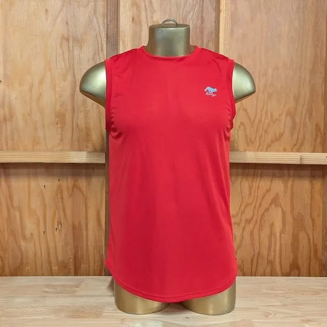 Runyon Men's Red Sleeveless Muscle Tee Performance Workout Tank Top American Made In USA Runyon Men's Red Sleeveless Muscle Tee Performance Workout Tank Top American Made In USA