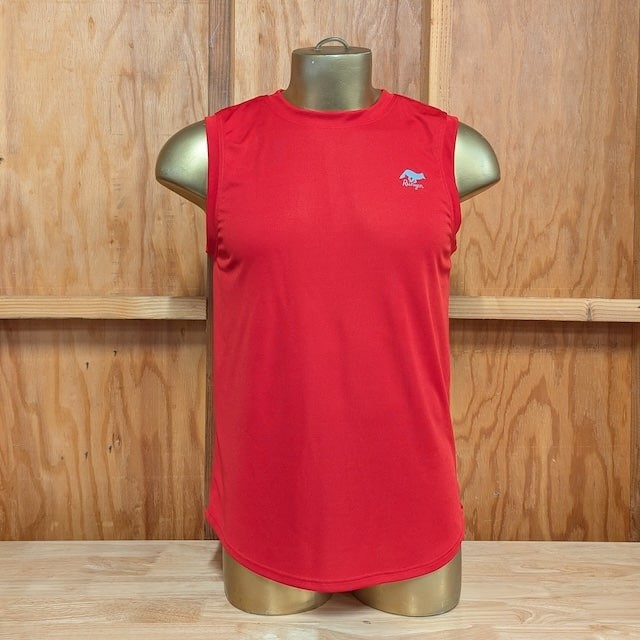 Runyon Men's Red Sleeveless Muscle Tee Performance Workout Tank Top American Made In USA
